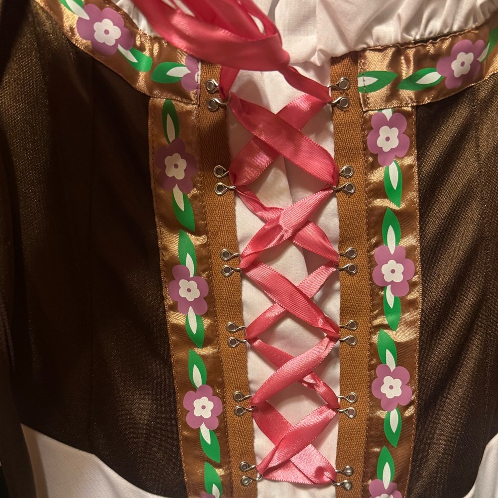 Leg Avenue German Dirndl Brown & White Peasant Dress - Oktoberfest 🇩🇪 - Picture 2 of 13